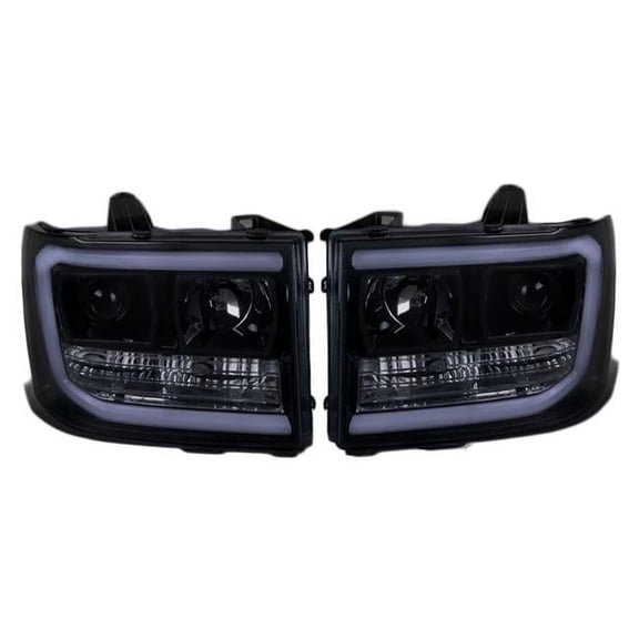 Spec D Tuning 2LHP-SIE07G-G2-TM Glossy Black Projector Headlight with Light Smoked Lens for 2007-2013 GMC Sierra