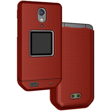 Case for CAT S22 Flip Phone, Nakedcellphone Slim Hard Shell Protector Cover - Red