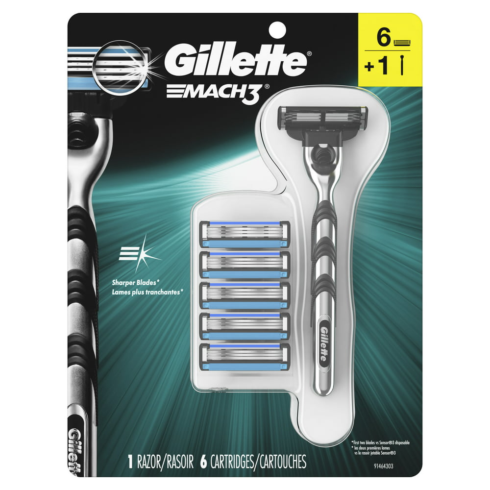 Gillette Mach3 Men's Razor Handle with 6 Blade Refills - Walmart.com ...