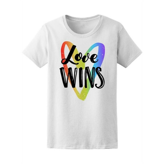 Love Wins Rainbow Heart Pride T-Shirt Women -Image by Shutterstock, Female x-Large