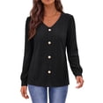 thumbnail image 3 of Fantaslook Tops for Women V Neck Long Sleeve Blouses Eyelet Casual Fall Shirts Trendy, 3 of 9