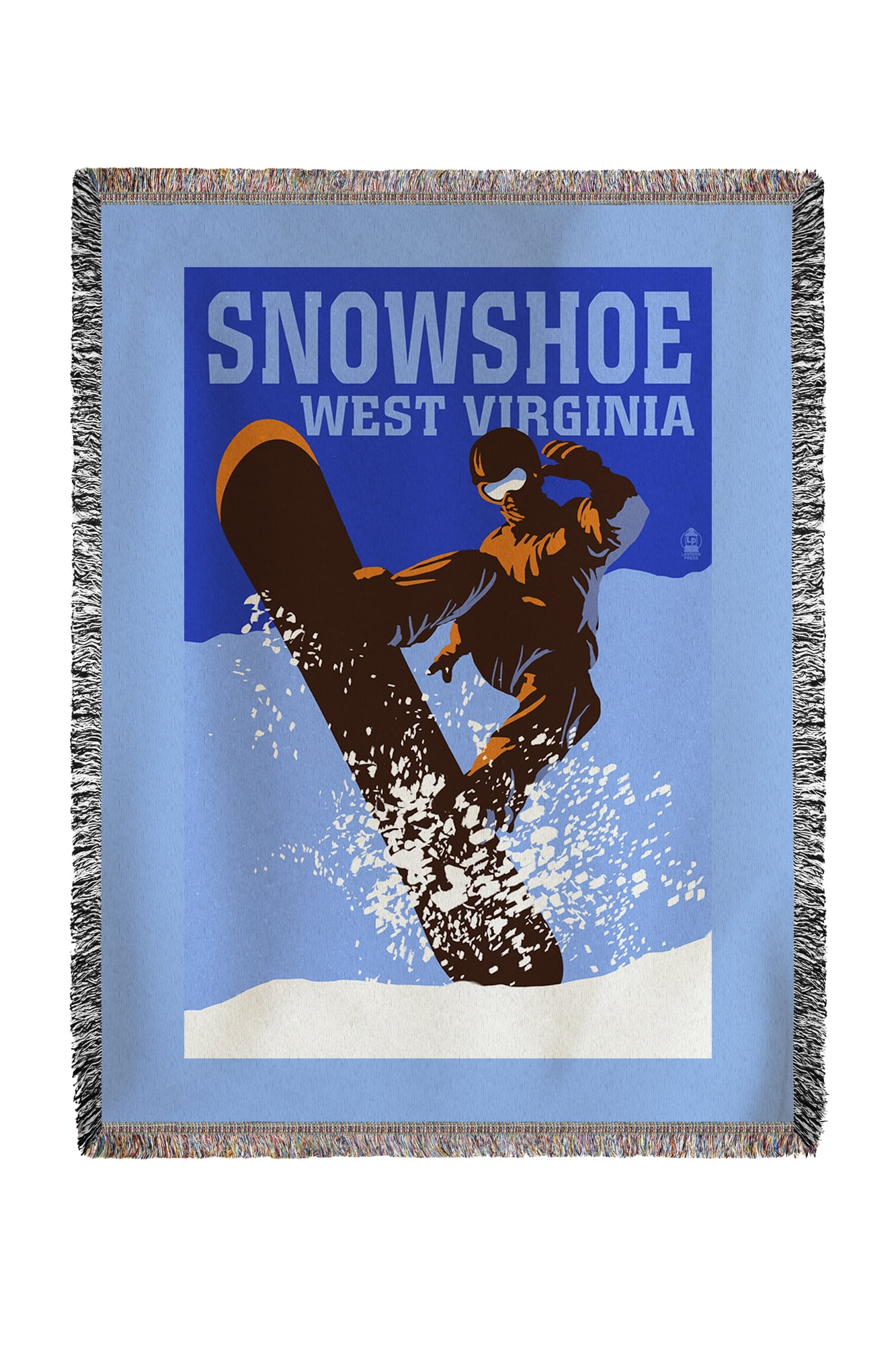 Snowshoe, West Virginia Colorblock Snowboarder Lantern Press Artwork (60x80 Woven Chenille Yarn Blanket) by Lantern Press