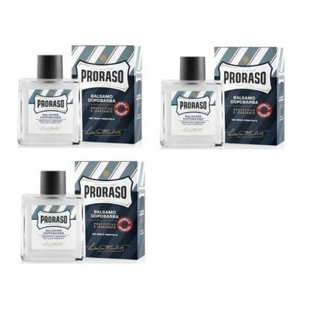 Proraso Alcohol Free Aftershave Balm - Aloe and Vitamin E - 3 Pack + Schick Slim Twin ST for Sensitive