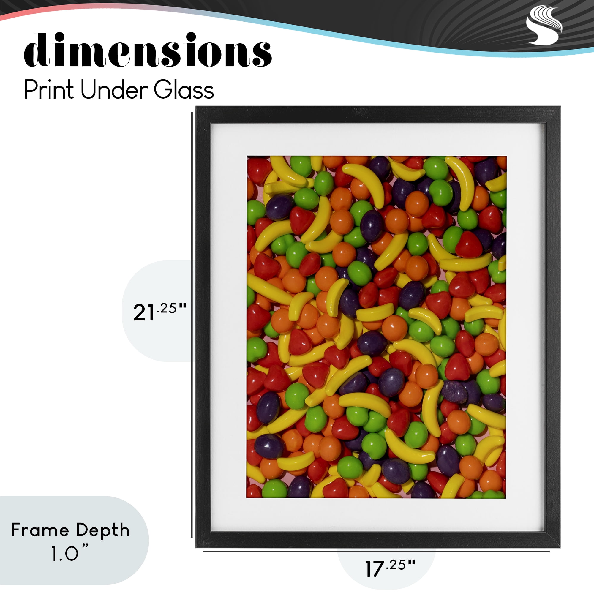 Stupell Industries Retro Assorted Fruit Candy Black Framed Print Under Glass, design by LISH Creative