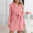 thumbnail image 2 of Gaexia Robes For Women Long Coral Bathrobe Cozy Home Wear Soft Long Sleeve Knee Length Gown for Relaxation, 2 of 3