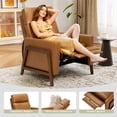 thumbnail image 3 of Push Back Recliner Chair, Comfy Armchair PU Leather Living Room Chairs with Wood Legs Adjustable, Camel, 3 of 8