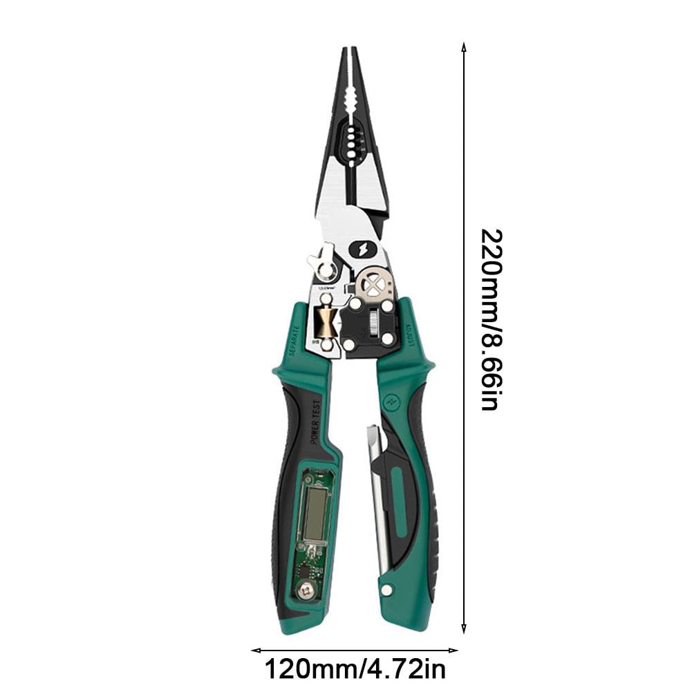 8 in 1 Wire Stripper Twister, Professional Multi Function Electrical Pliers with Voltage Tester, Heavy Duty Wire Cutter Crimper Splitter Tool for Electricians