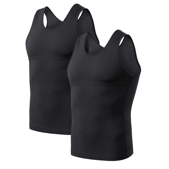 2 Pack Men's Compression Shirts Stretch Tank Tops Undershirts