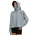 thumbnail image 4 of Women's UV Sun Protection Hoodie Jacket With Zipper Lightweight Long Sleeve Sun Shirt Breathable Loose-Fitting Cycling Clothing Cooling Women Hooded Coat Ultra Wrinkle Resistant Clothes, 4 of 4