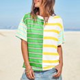 thumbnail image 2 of Womens Summer Striped Shirts Casual Color Block Short Sleeve Tops Crew Neck Tees Loose Fit Blouses Trendy Party Outfits, 2 of 8