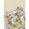 thumbnail image 4 of Honganda Baby Girl's Romper, Flower Print Sleeveless Bowknot Button Bodysuit, 4 of 8