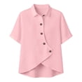 thumbnail image 6 of Edvintorg Women's Blouses & Button-Down Shirts Fashion Turndown Collar 3/4 Sleeve Casual Loose Tops Summer Clothes for Women Pink XXL, 6 of 6