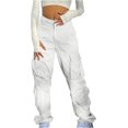 thumbnail image 3 of Pantalones Cargo Mujer Holgados Paracaídas Cordón Cintura Elástica Casual Pierna Ancha Moda Y2K Adolescentes Niñas Sueltos Senderismo Pantalones, 3 of 5