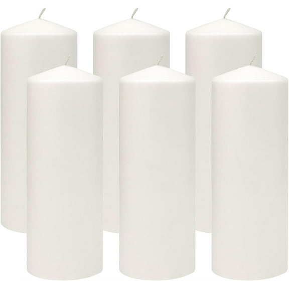 Stonebriar Unscented White Tall Pillar Candles, 80 Hour Burning Candle Pillars, Perfect for Decor, Weddings, Emergencies 3" X 8", 6 count