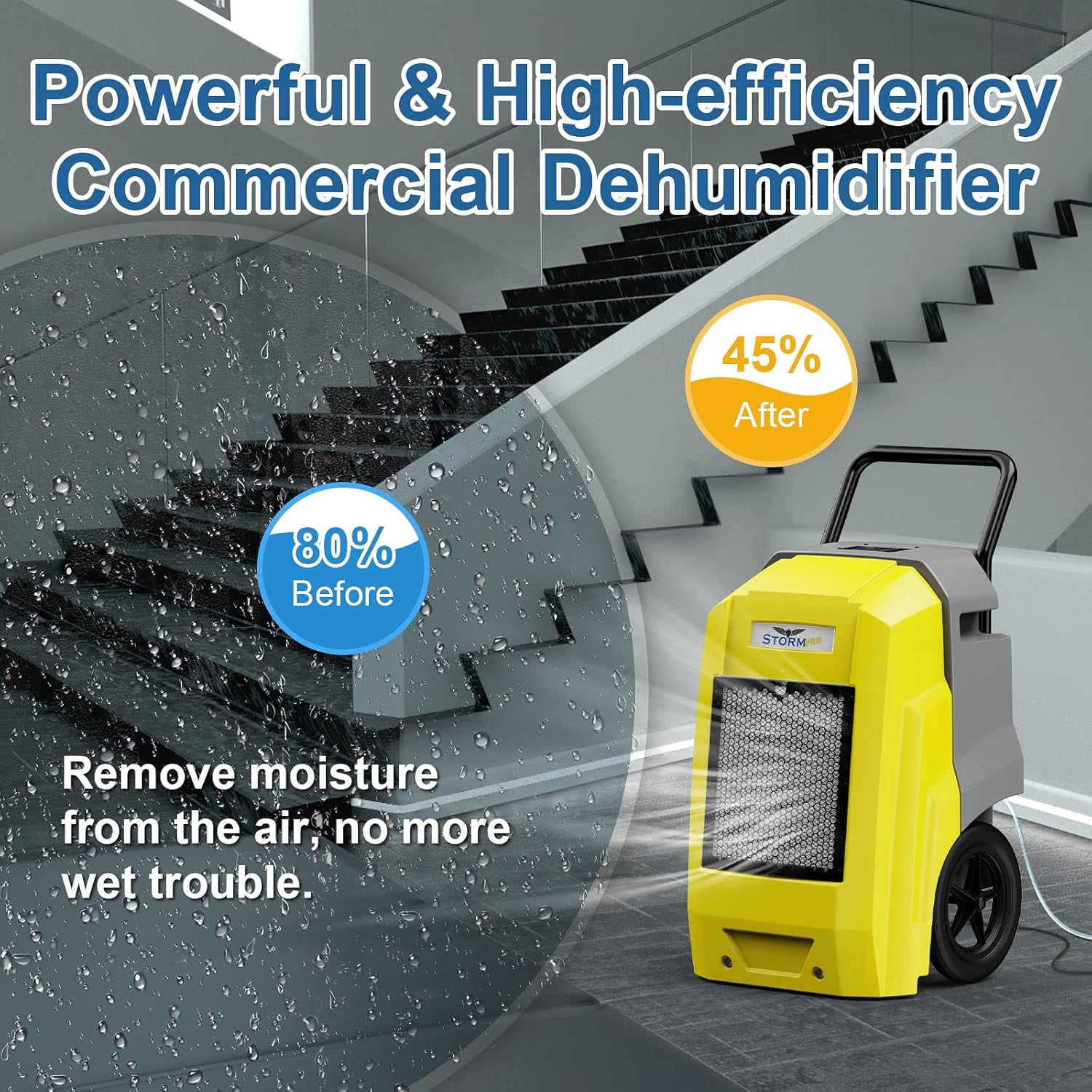 ALORAIR 180 Pints Commercial dehumidifiers with Pump Drain Hose, Smart Wi-Fi Dehumidifier for Large Basement, Industrial or Commercial Space, Smart Wi-Fi, 5 Years Limited Warranty