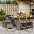 thumbnail image 1 of vidaXL 9 Piece Garden Dining Set with Cushions Grey Poly Rattan, 1 of 5