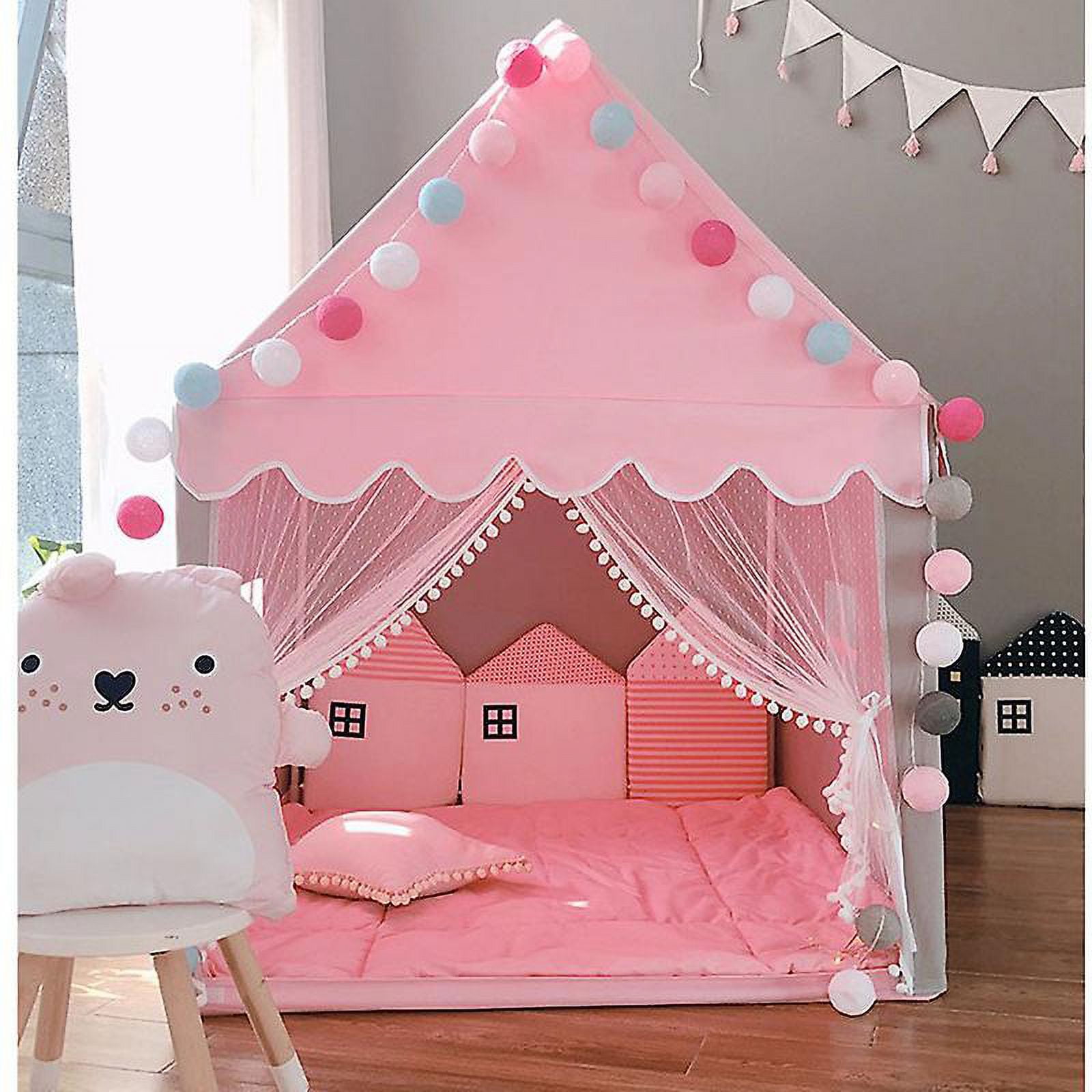 Portable Children s Tent Folding Kids Tents Tipi Baby Play House Large Girls Pink Princess Castle Child Room Decor Walmart