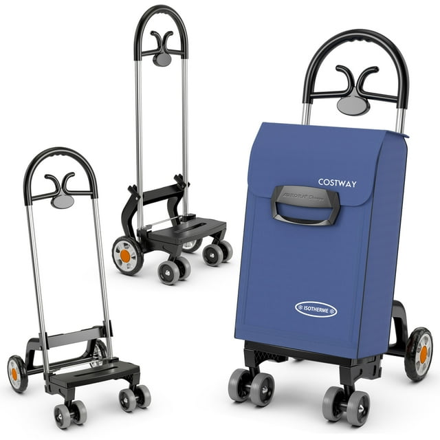Costway Chariot Utilitaire Pliant avec Roues Pivotantes, Sac Amovible et Poignée Confortable