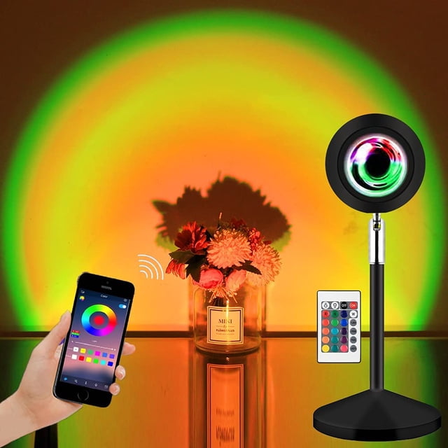 Sunset Lamp Projector,Music Sync Color Changing RGB,Smart Sunset Light Projection with App Control/Remote Control,UFO Shape,Night Light for Photography/Selfie/Home/Tiktok /Bedroom D¨|cor