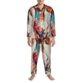 thumbnail image 3 of Sikiie Colorful Dachshund Art Mens Pajama Set, Soft Warm Long Sleeve Sleepwear, Cozy Button-Down Pjs for Men-Large, 3 of 7