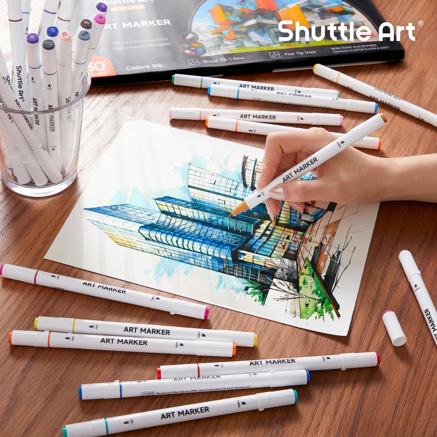 Shuttle Art 30-Color Dual Tip Marker Set photo 3