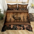 thumbnail image 2 of Camo Moose Duvet Cover Rustic Tree Branches Camouflage Bedding Set Twin Woodland Hunting Animal Comforter Cover Men Farmhouse Wood Board Pine Tree Wildlife Bed Set 2 Pcs（No Comforter）, 2 of 5