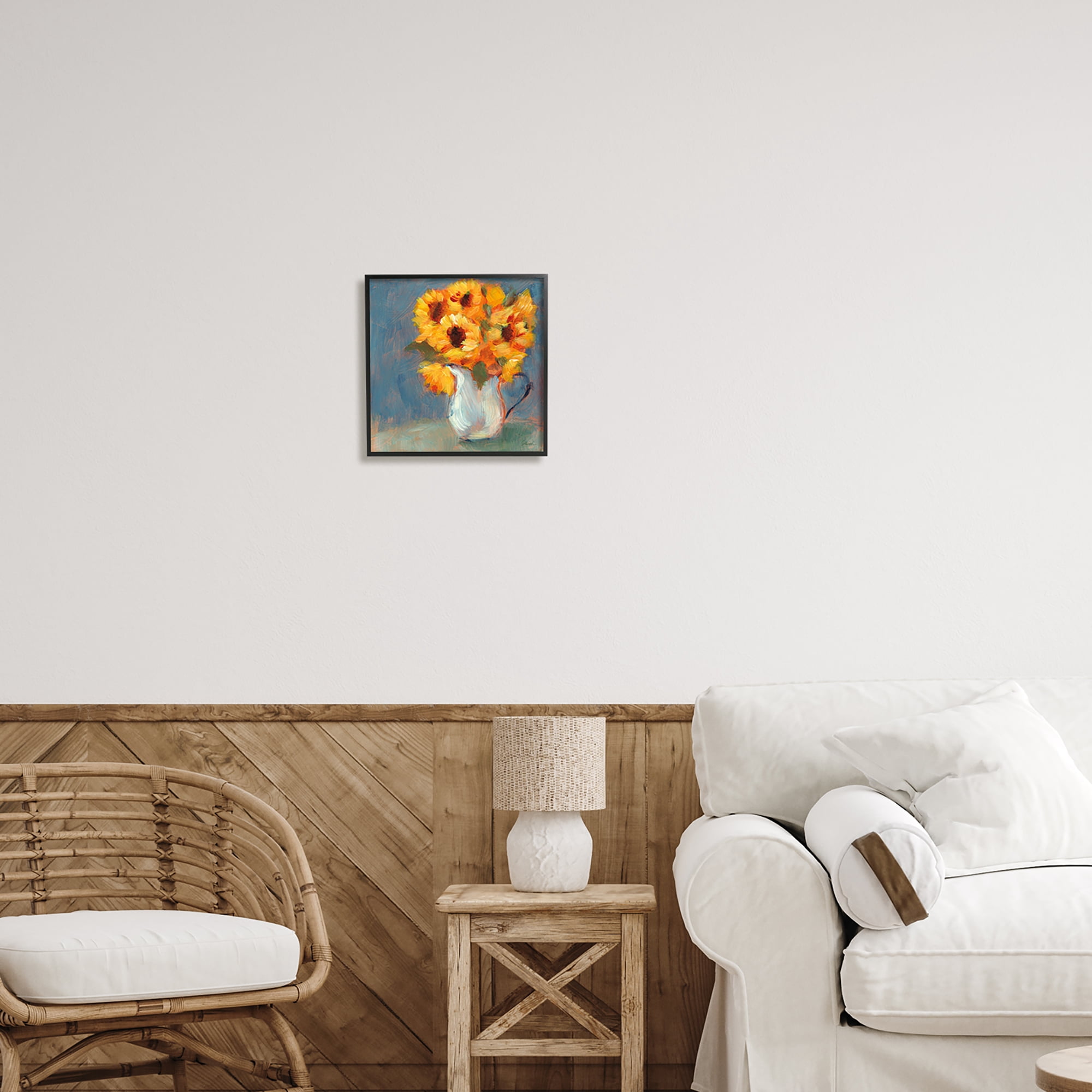 Stupell Industries Sunflower Vase Painting Botanical & Floral Painting Black Framed Art Print Wall Art, 12 x 12