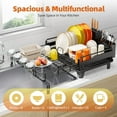 thumbnail image 2 of Este extensible para secar platos, este multifunción para encimera de cocina, escurridor de platos expandible sobre fregadero, colador de platos grande con soporte para tazas, 1 nivel, 2 of 9