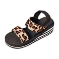 thumbnail image 4 of Wovix Women Leopard Pattern Sandals Summer Elegant Comfortable Flat Slippers Beach Walking Shoes Brown 36, 4 of 7