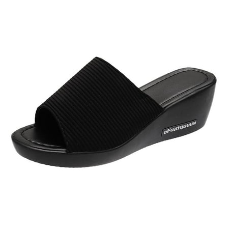 

SEMIMAY Sandals Ladies Shoes Beach Casual Platforms Shoes Fashion Wedges Slippers Women s slipper Black