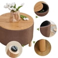 thumbnail image 2 of Round Coffee Table with Storage for Bedroom Living Room Round Ottoman as a Foot Rest Multi-Function High-Capacity Cotton and Linen Fabric Natural Color Desktop Natural Color Feet, 2 of 4