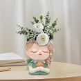 thumbnail image 3 of Maceta con cabeza de niña, florero decorativo, adorno, maceta bonita para cara, maceta para oficina, escritorio, dormitorio, decoración del hogar Estilo C BLESIY Maceta, 3 of 8