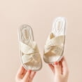 thumbnail image 2 of SERTG Kids Summer Solid Color Japanese Style Strap Flops Versatile Sweet Soft Sole Casual Shoes Princess Slippers Outdoor Wear Sandals for Girls and Beach Activities(Beige,5-6 Years), 2 of 9