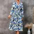 thumbnail image 2 of Herrnalise Women's V-Neck Long Sleeve Loose Printed Knee Length Dresses S-2XL, 2 of 5