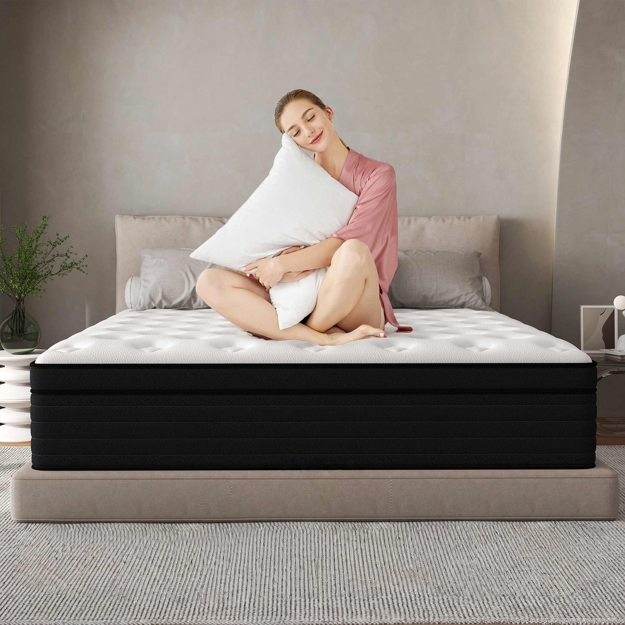 CICIMLU 12 inch Queen mattress in a Box Medium Hybrid Mattress Memory Foam & Spring ,Cozy Sleep, Queen Size
