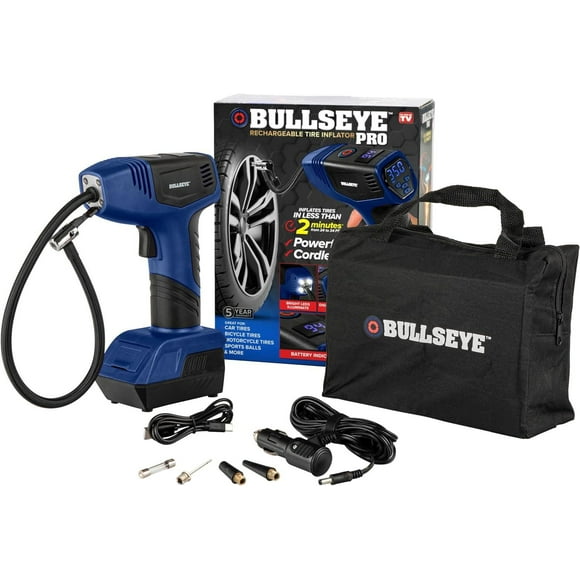 Bullseye Pro Digital Tire Pressure Gauge Air Pump 150 PSI w/Gauge Display Screen, Royal Blue, As Seen On Tv
