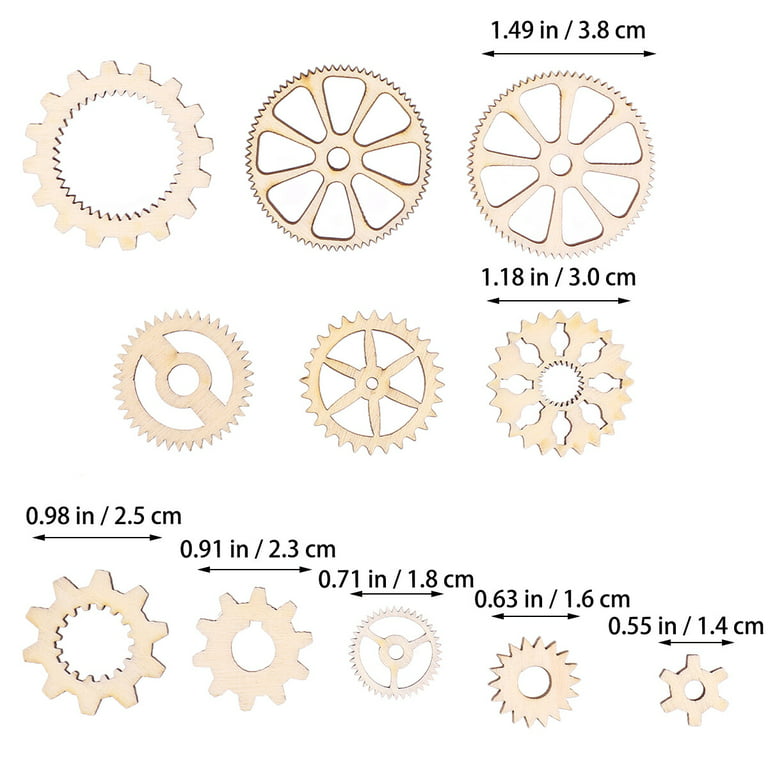SEWACC 40pcs Wooden Gears Toys for Kids Wood Shapes for Crafts Wooden Wheel  Wooden Spools for Crafts DIY Wood Gear Embellishments Puzzle Toy Aldult