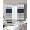 thumbnail image 3 of Blue Black Grey Striped Blackout Curtains 54 Inches Long for Bedroom, Farmhouse Stripes Thermal Insulated Room Darkening Black Out Window Curtain Panels Grommet Drapes for Living Room, 3 of 8