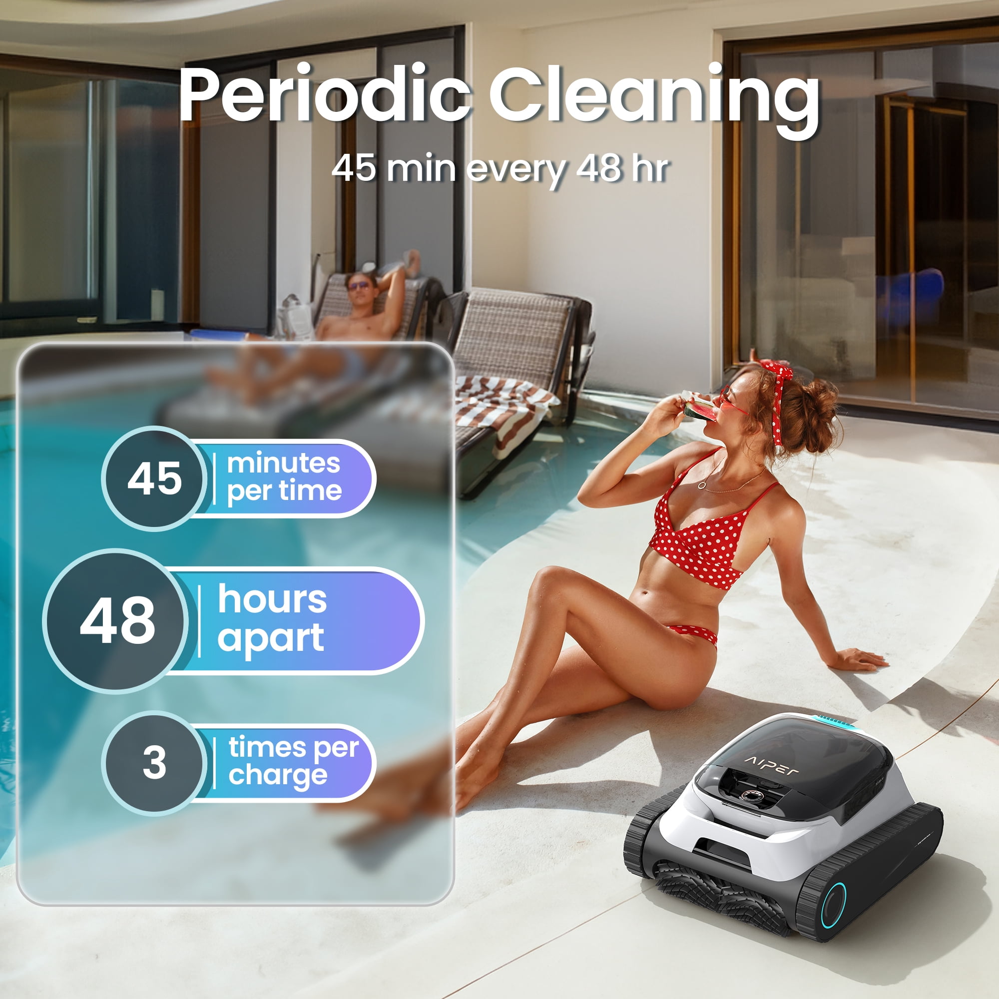Aiper Scuba N1 Plus Automatic Pool Cleaner, Cordless Robotic Pool Cleaner for In-Ground Pools w/ MicroMesh™ Filtration, Caterpillar Treads & Mobile App