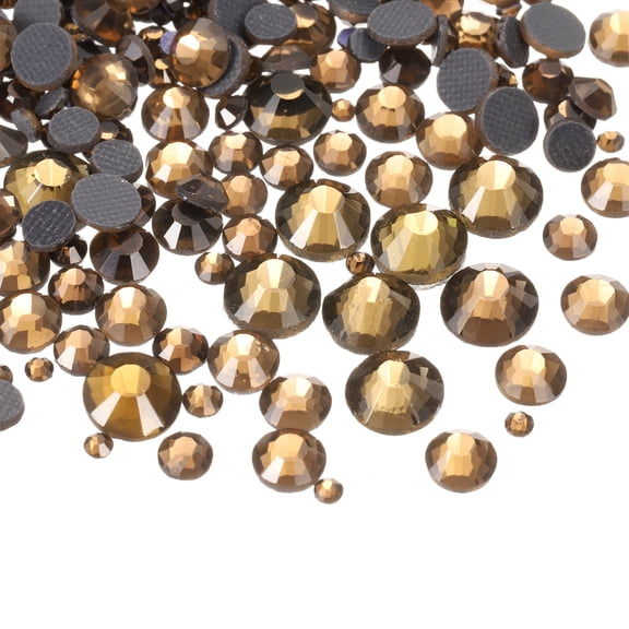 1036 Pcs Hotfix Rhinestones Flatback Crystal Glass Gems with Clear Bag Nail Art Kit for Crafts Clothes DIY Decoration 5 Sizes (SS6-SS30 Set,Dark Brown)
