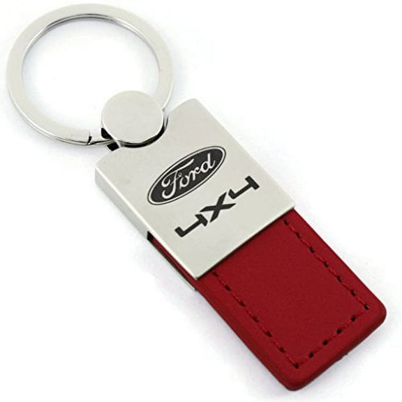 Ford 4X4 Keychain & Keyring - Duo Premium Red Leather