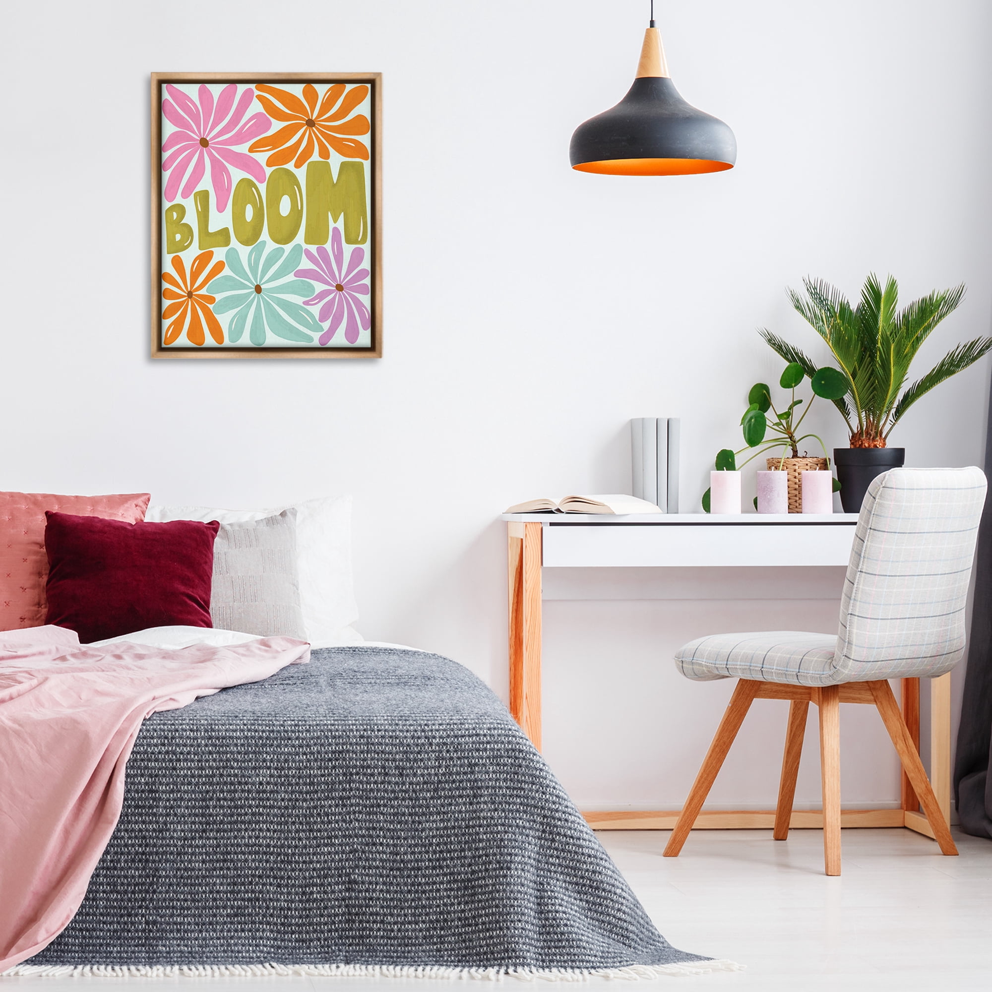 Stupell Industries Bloom Floral Energy Plants & Flowers Painting Brown Floater Framed Canvas Art Print Wall Art, 25 x 31