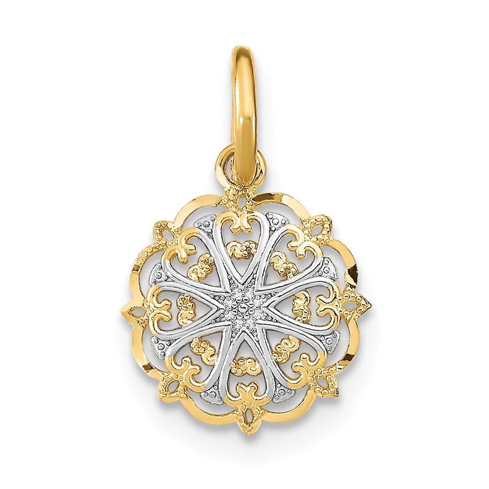 FB Jewels 14k White and Yellow Two Tone Gold Mini Scalloped Edge with ...