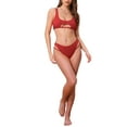 thumbnail image 2 of INSPIRAR CHIC Conjuntos de Bikini de Corte con Espalda al Descubierto para Mujeres de 2 Piezas, Top de Cuello Redondo y Parte Inferior en Triángulo, Trajes de Baño en Rojo Mediano, 2 of 5