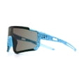 thumbnail image 6 of Boys Color Mirror 80s Paint Splatter Print Plastic Rimless Shield Sport Sunglasses Blue - Navy Mirror, 6 of 8
