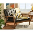 thumbnail image 2 of Allora Faux Leather Loveseat in Dark Espresso and Walnut, 2 of 6