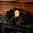 thumbnail image 4 of AZXY Halloween Wreath Black Maple Leaf Candle Ring Wreath, Small Indoor Halloween Decor Table Centerpiece, Artificial Halloween Decorations for Home Bedroom Mantel Dining Table Halloween Party Decor, 4 of 6