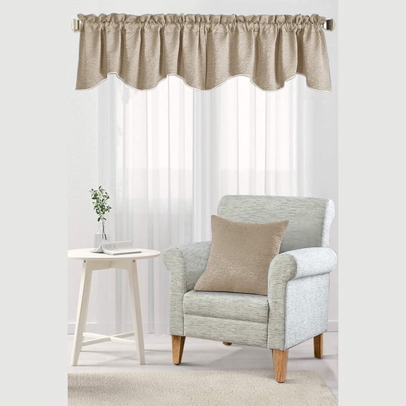 Home Soft Things Jacquard Throw Pillow Cover and Valance Set - Angola - Light Grey - 20" x 20" & 56" x 19"