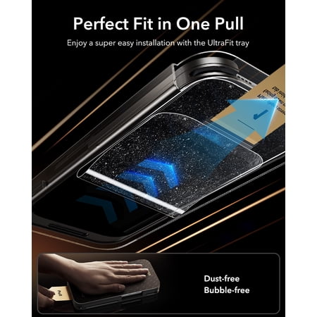 ESR iPhone 17 17 Pro 17 Pro Max ガラスフィルム 3枚入り 9H越え 強化ガラス 10倍強化保護 全面保護 米軍規格 貼付け簡 自動吸着 Corning製 トレイ付き