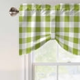 thumbnail image 3 of Green Plaid Tie Up Valance Curtains for Windows, Kitchen Curtains Window Shades, Gradient Geometric Buffalo White Checkered Light Filtering Roman Curtain Valances for Bedroom/Bathroom/Cafe 42"x12", 3 of 9